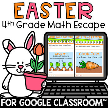 Preview of Digital Easter Escape Room Activity 4th Grade Math Review Google Forms™