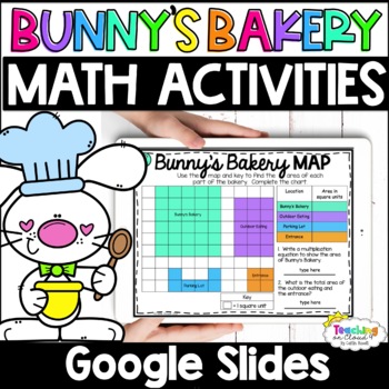 Preview of Digital Easter Math Activities for 3rd Grade Area, Fractions, Jelly Bean Graph