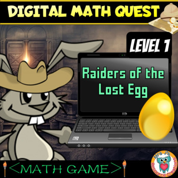 Preview of Digital Easter Math Game - LEVEL 1 - Digital Resource Math Quest Escape Room