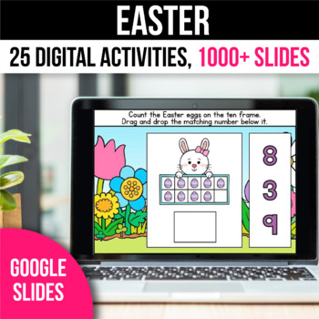 Preview of Digital Easter Summer Activities Math Games for Google Slides Google Classroom