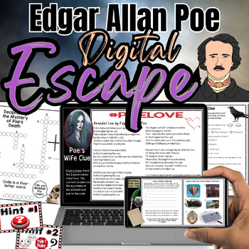 Preview of Digital Edgar Allan Poe Escape: Learn about Poe's Life & His Literary Works