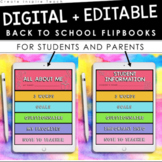 Digital Editable Back to School Student and Parent Flip Books