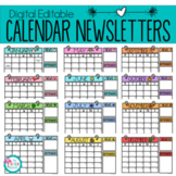 Monthly Parent Newsletter Templates - Editable - Calendar 