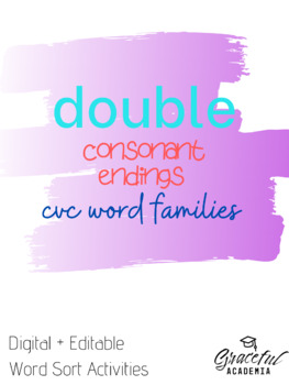 Preview of Digital Editable Double Consonant Endings Word Game
