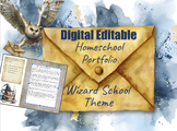 Digital Editable Homeschool Portfolio Wizard School Theme