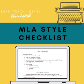 Preview of Digital MLA Style Checklist (Editable!)