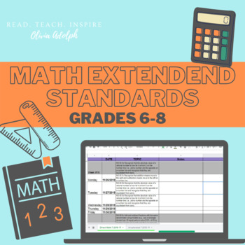 Preview of Digital Math 6-8 Extended Standards Complete School Year Schedule (Editable!)