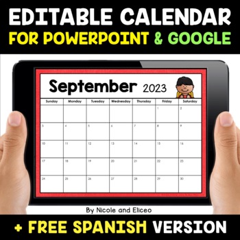 Preview of Digital Calendar for PowerPoint & Google 2022-2024 + FREE Spanish