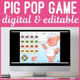 Digital Editable Pig Pop Burger Game for No Print Speech T