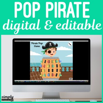 Preview of Digital and Editable Pirate Pop Game for No Print Speech Teletherapy or iPad