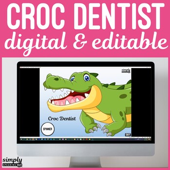 Preview of Digital Editable Croc Dentist Game for No print Speech Teletherapy or iPad
