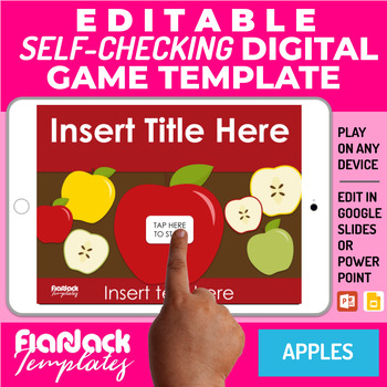 Preview of Digital Editable Self-Checking Google Slides PowerPoint Game Template | Apples