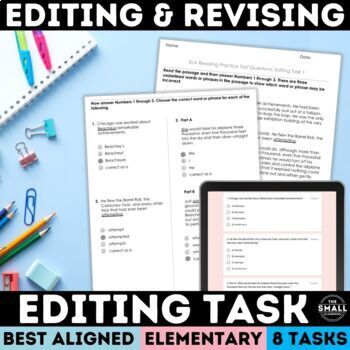 Preview of Digital Editing Task & Proofreading Worksheets FAST Test Prep Revising Practice