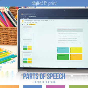 Preview of Digital Eight Parts of Speech Identification Activities for Google Drive