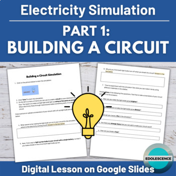 Preview of Digital Electricity Lesson: Building a Circuit - PhET Simulation & Questions