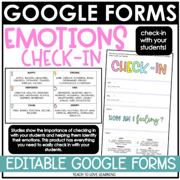 Preview of Digital Emotions Check-In Google Forms┃Distance Learning
