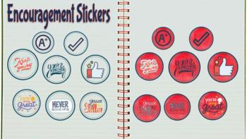 Preview of Digital Encouragement Stickers (Red/blue)