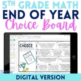 Digital End of Year 5th Grade Math Activity Choice Board