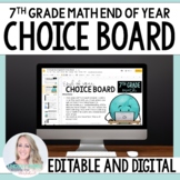 Digital End of Year 7th Grade Math Activity Choice Board