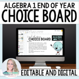 Digital End of Year Algebra 1 Math Activity Choice Board