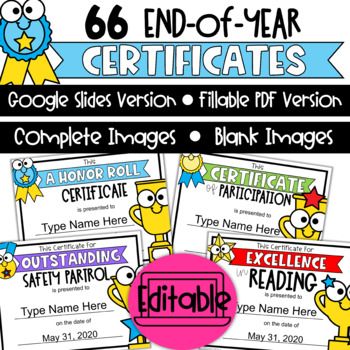 Preview of Digital End of Year Awards | Editable | Distance Learning