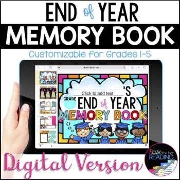 Preview of Digital Memory Book, End of Year Reflection, Google Slides Writing Activities