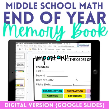 Preview of Digital End of Year Middle School Math Activity