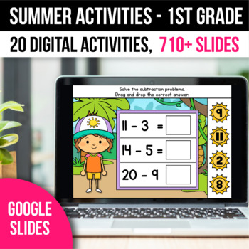 Preview of Digital End of the Year Summer Activities 1st Grade Math Games for Google Slides