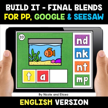 Preview of Digital Ending Blends Word Building Word Work Activity for Google and Seesaw