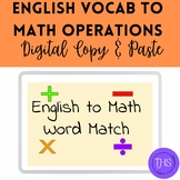 Digital English to Math Vocabulary Activity