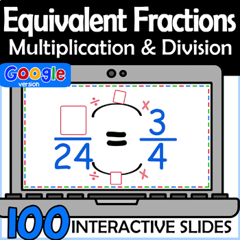 Preview of Digital Equivalent Fractions with multiplication & division, for google slides