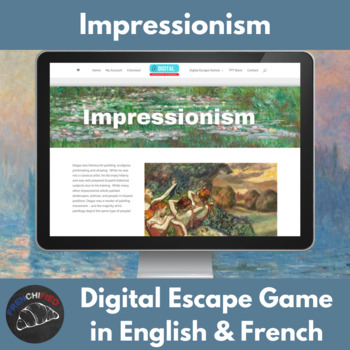 Preview of Impressionism digital escape room - in French and English