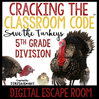 Preview of Digital Escape Room 5th Grade Division Thanksgiving Math | Distance Learning