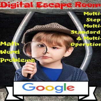 Preview of Digital Escape Room-5th Grade Math Review & Test Prep Word Problems on Google™