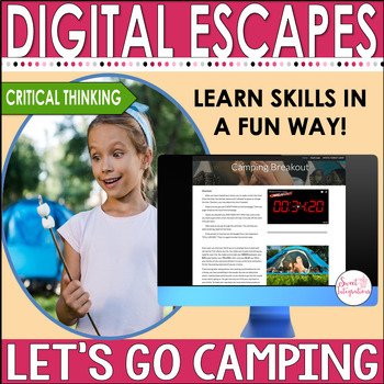 Preview of Digital Escape Room Activity Camping Theme - End of the Year Math and Science