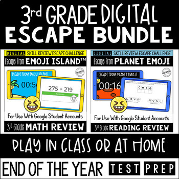 Preview of Digital Escape Room Math and Reading Review | End of Year | 3rd Grade
