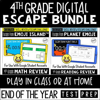 Preview of Digital Escape Room Math and Reading Review | End of the Year | 4th Grade