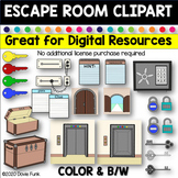 Digital Escape Room Clipart - Color and Black & White