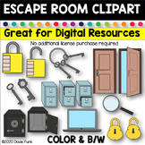 Digital Escape Room Clipart - Set 2 in Color and Black & White