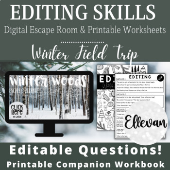 Preview of Digital Escape Room Editing Skills | Editing Worksheets | ELA Breakout Challenge