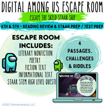 Preview of Digital Escape Room: End of Year Reading Review & STAAR/Test Prep Among Us Theme