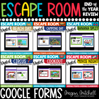 Preview of Digital Escape Room End of the Year Activities Bundle Google Forms