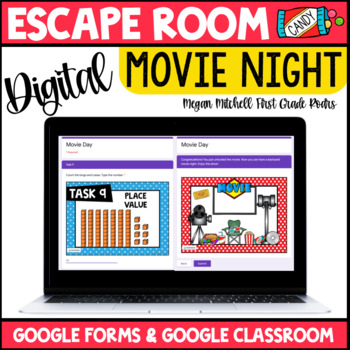 Preview of Digital Escape Room End of the Year Movie Day  Google Forms