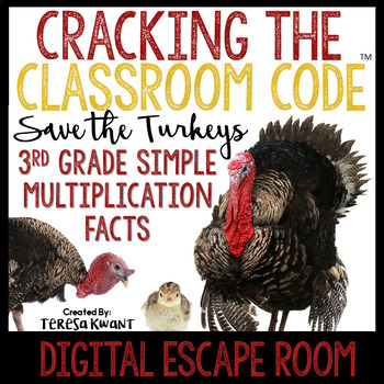 Preview of Digital Escape Room Grade 3 Thanksgiving Multiplication Math | Distance Learning