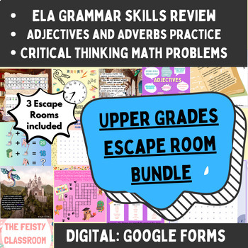 Preview of Digital Escape Room Growing Bundle - Upper Grades - ELA and Math