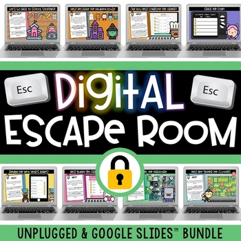 Preview of Digital Escape Room Keyboarding & Coding Yearlong | Google Slides + Printable