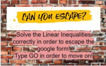 Preview of Digital Escape Room Linear Inequalities