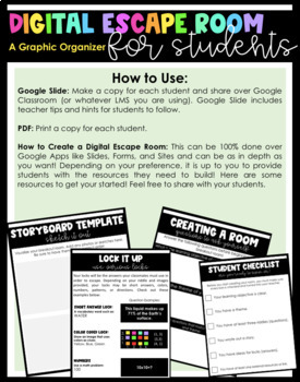 Preview of Digital Escape Room - Online Graphic Organizer - For Students