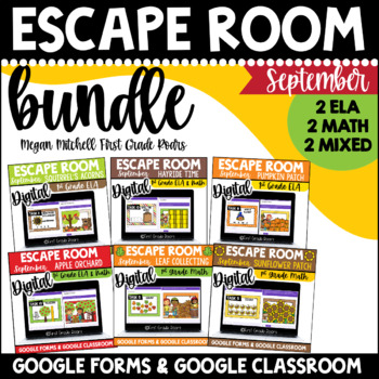 Preview of Digital Escape Room September Bundle  Google Forms