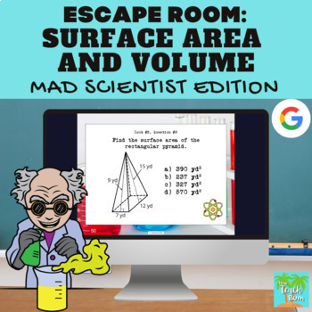 Preview of Digital Escape Room | Surface Area and Volume - Mad Scientist Edition